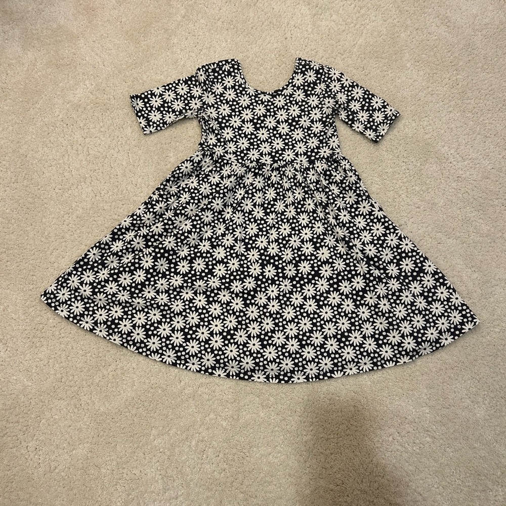 Hanna Andersson Girl’s Black and White Floral Kids Dress in Size 12